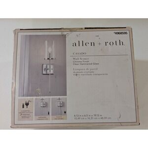 Allen + Roth Casado Wall Sconce Chrome Clear Hammered Glass‎ 4968595